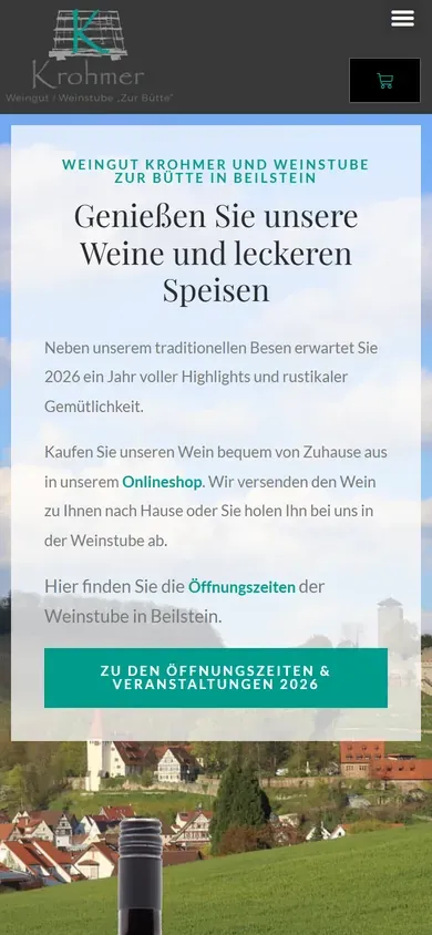 Startseite von weingut-krohmer.de auf dem Smartphone